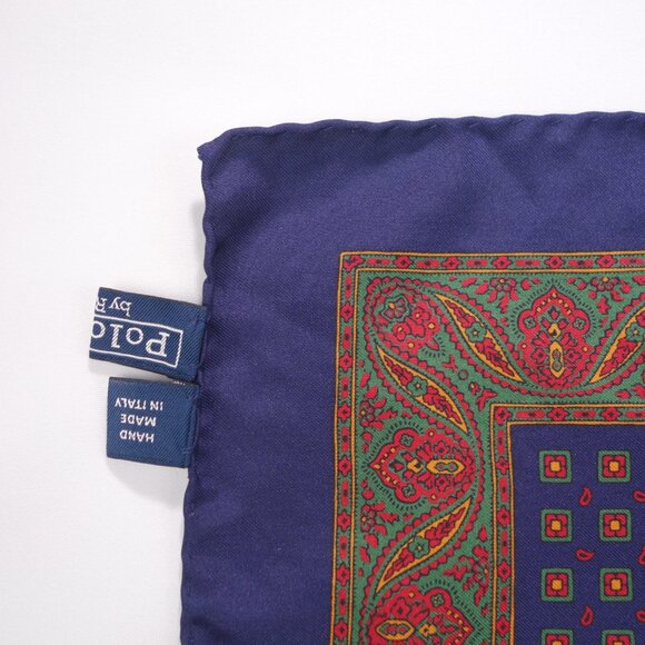 Vtg Ralph Lauren Silk Paisley Pocket Square Made In Italy, Size 18 in x 18 in - Picture 4 of 5